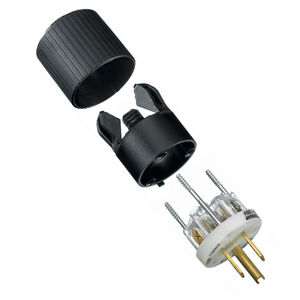 15A 125V 2P 3W NEMA 5-15 Black / White Straight Blade Plug