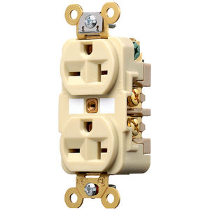 20a 250v 2p 3w 6-20 Gray Straight Side Wired Duplex Receptacle 