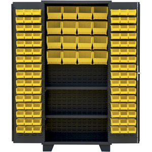 Heavy-Duty Bin Storage Cabinet - 48 x 24 x 78, 126 Green Bins H