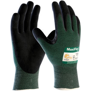 L Series 34 8743 Green Black Microfoam Nitrile Coated Engineered Yarns Knitwrist Palm Coated Cut Resistant Glove Fastenal