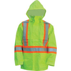 M Fluorescent Green 6323JG Open Road® Hooded Rain Jacket w/ 4