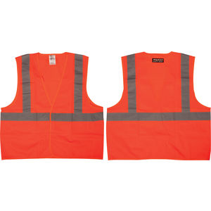 Large MCR Safety VCL2SOL Safety Vest Economy Class 2 2 Silver Reflective Stripe Orange 3-Pockets Hook and Loop Front