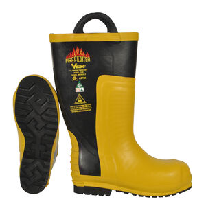 Size 15 Yellow / Black Steel Toe Rubber Snug Fit Fire Boot