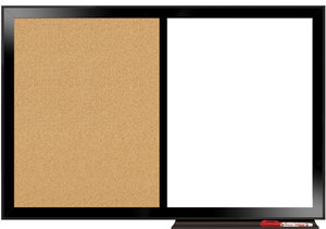 24 H X 36 L Satin Black Framed Magnetic Dry Erase Cork Board Combo